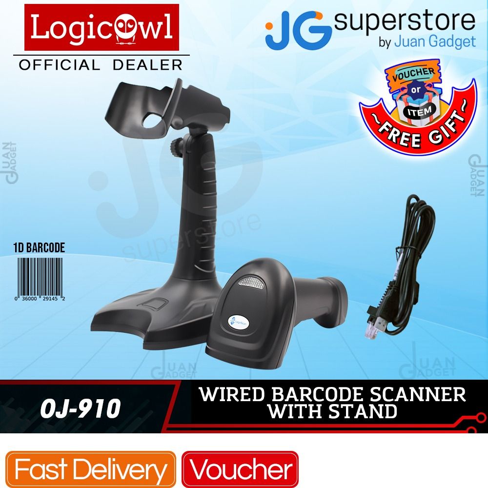 LogicOwl OJ-910 Barcode Scanner with Stand 1D Reader | JG Superstore (Category: Other Photography Accessories) located in San Juan City. Submitted by jg.superstore (Listing ID 1246812083, Image 1). Description: █ JG Superstore █ 【Trusted Seller Since 2011】 【We Accept Any Special Order】 【Dedicated Customer Service】 【📍 】3/F Annapolis Tower, 43 Annapolis St. Greenhills San Juan - Front of Unionbank (please confirm your order first) 【📞 】０９１７−１６８−６９