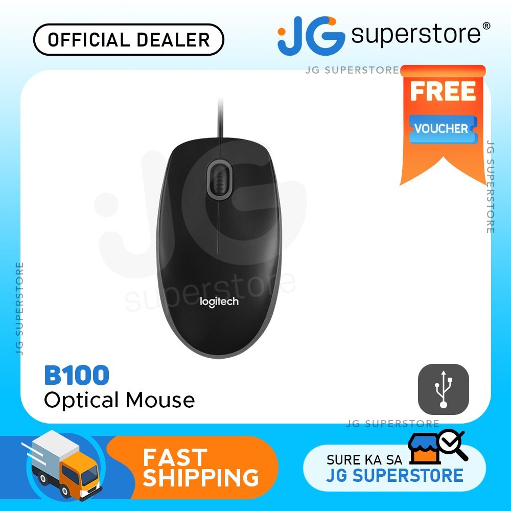 Logitech B100 Portable Wired USB Mouse with 800 DPI, Optical Sensor for PC, Mac, and Linux | JG Superstore (Category: Other Photography Accessories) located in San Juan City. Submitted by jg.superstore (Listing ID 1246774083, Image 1). Description: █ JG Superstore █ 【Trusted Seller Since 2011】 【We Accept Any Special Order】 【Dedicated Customer Service】 【📍 】3/F Annapolis Tower, 43 Annapolis St. Greenhills San Juan - Front of Unionbank (please conf
