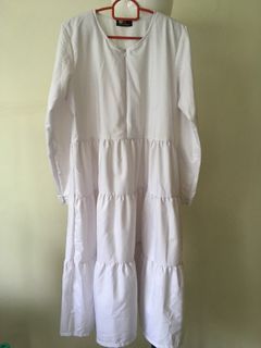 Long blouse midi dress white cotton