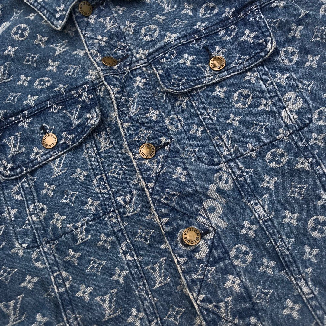 Réplique Louis Vuitton x Supreme Monogram Veste En Jean à Vendre