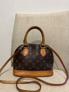 Louis Vuitton Studded Alma Bb Monogram Macassar Canvas Crossbody Bag Brown