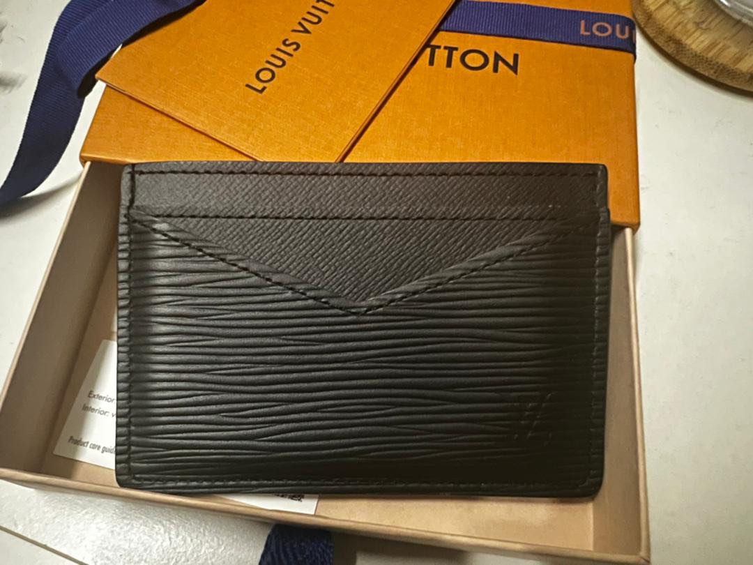 Louis Vuitton Card Case Business Card Holder Leather Black M58808