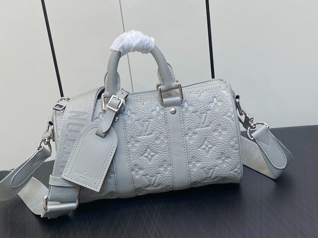 Louis Vuitton Keepall Bandouliere 25 Mineral Gray in Embossed Taurillon  Monogram Cowhide Leather with Palladium-tone - US