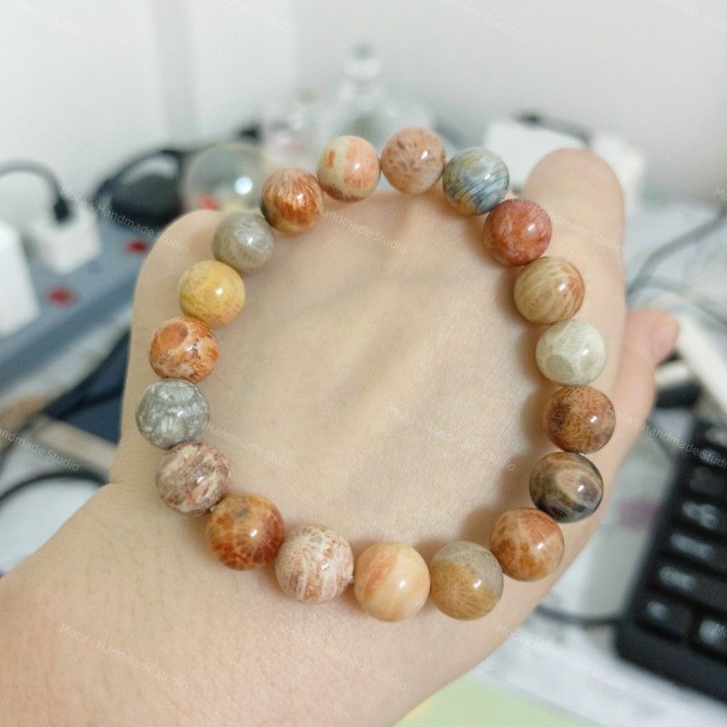 Nature Coral Jade Bracelet 9mm 9 Women s Fashion Jewelry Organisers Bracelets on Carousell