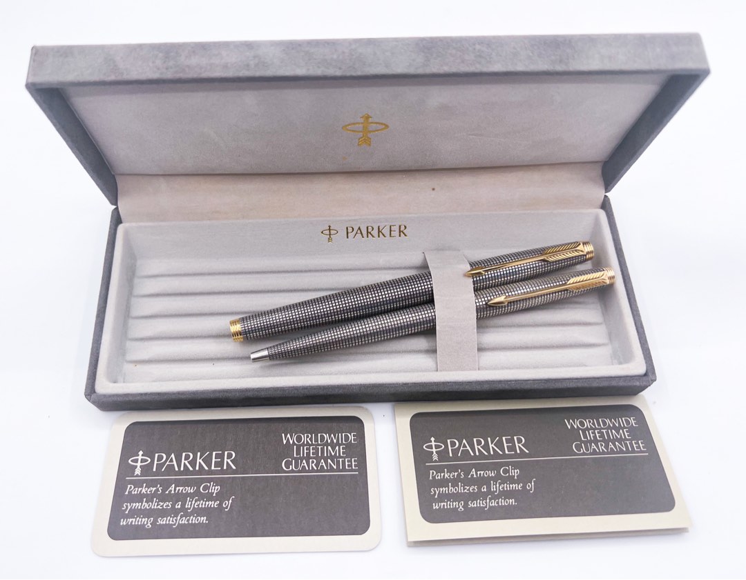 NOS Parker 75 sterling silver 925 fountain pen and ballpoint pen set ...