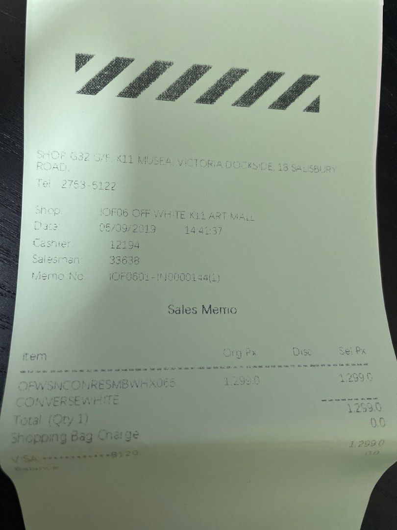 Facture converse sales off white
