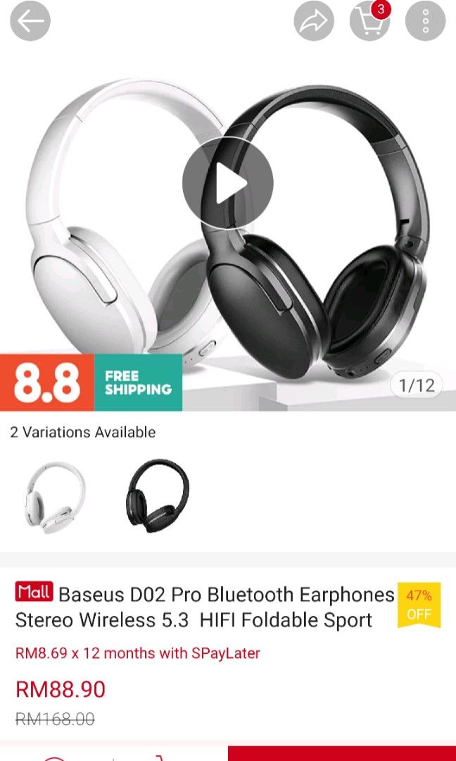 Baseus D02 Pro Bluetooth Headphone Stereo Wireless Head