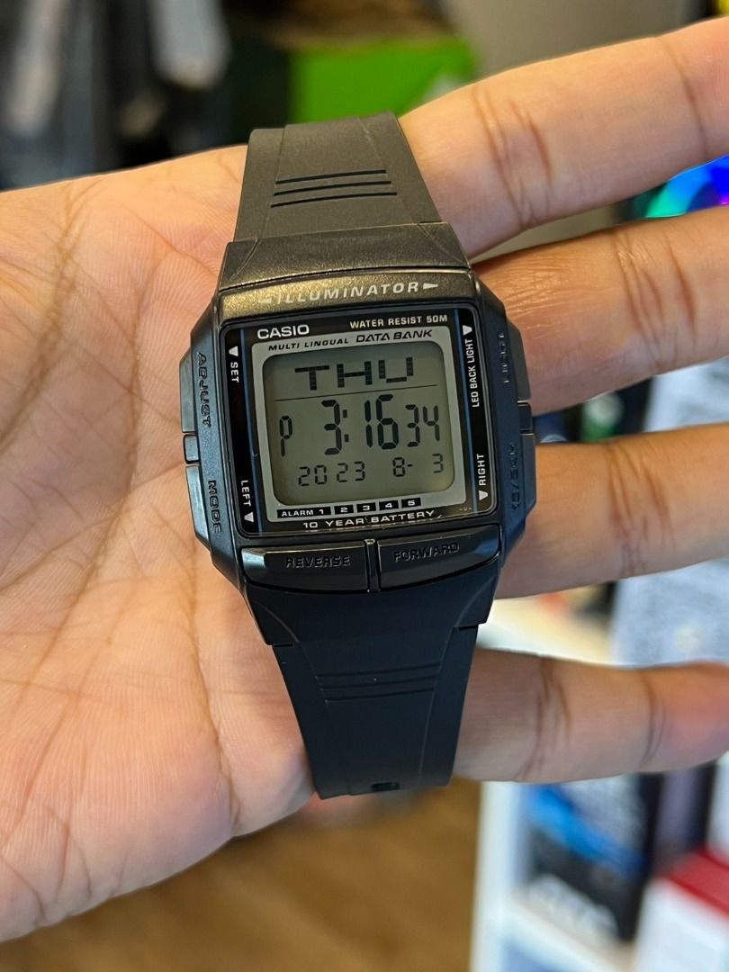 ORIGINAL CASIO Digital Gray Dial Black Resin Band Watch DB 32 1AV Men s Fashion Watches Accessories Watches on Carousell