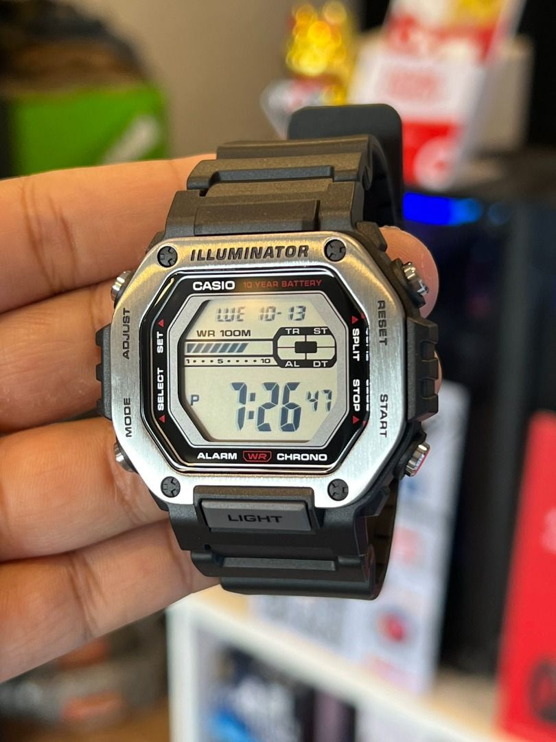 ORIGINAL CASIO Digital Illuminator Black Resin Band Men's Watch MWD ...