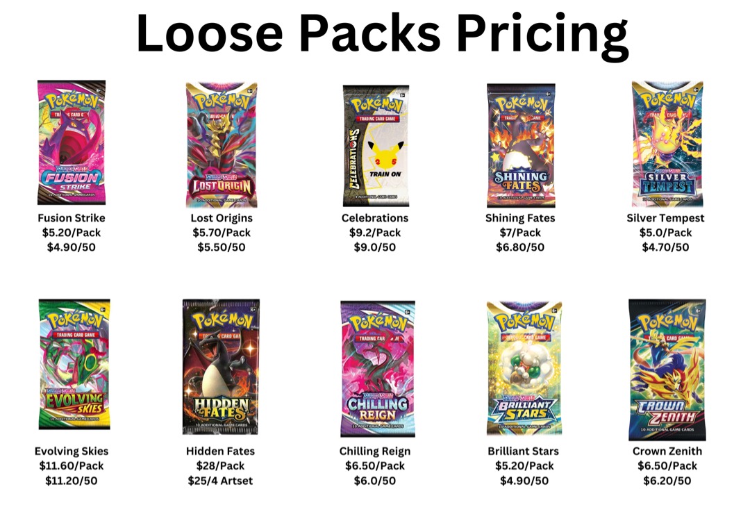 Pokemon packs silver tempest sleeved fusion strike evolving skies sword