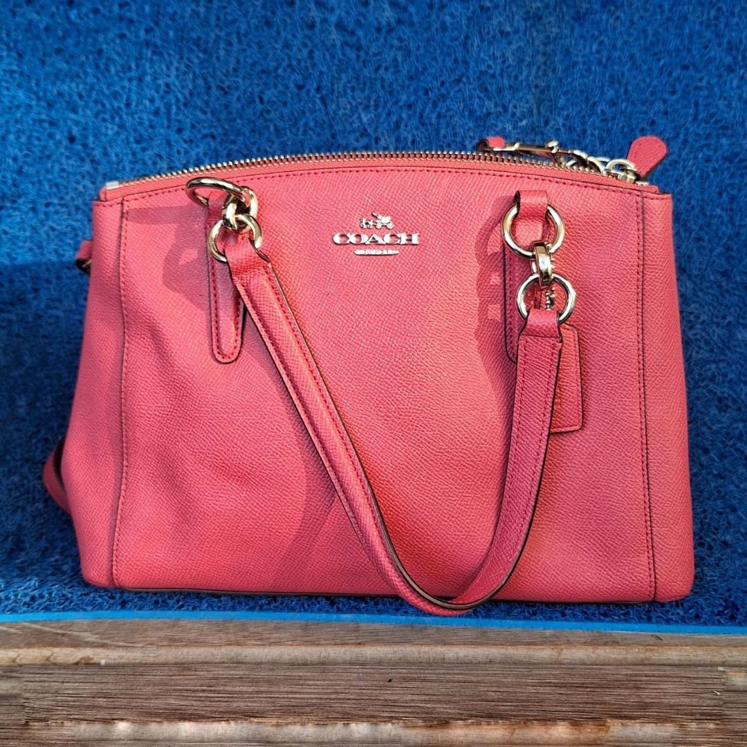 Coach Mini Christie Carryall Satchel Leather Crossbody; Fuchsia