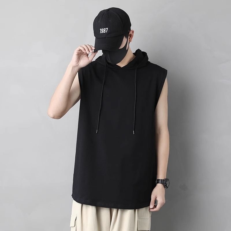 Hooded sleeveless shirt shop