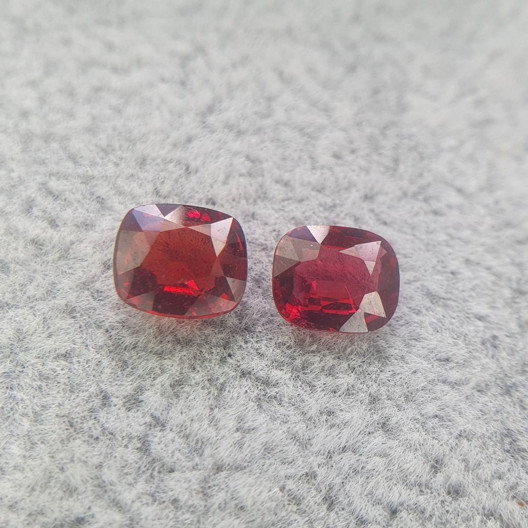 RED SPINEL LONG CUSHION PAIR 1.5CT G033 RED GEMSTONE CERTIFICATE INVESTMENT BESPOKE JEWELLERY
