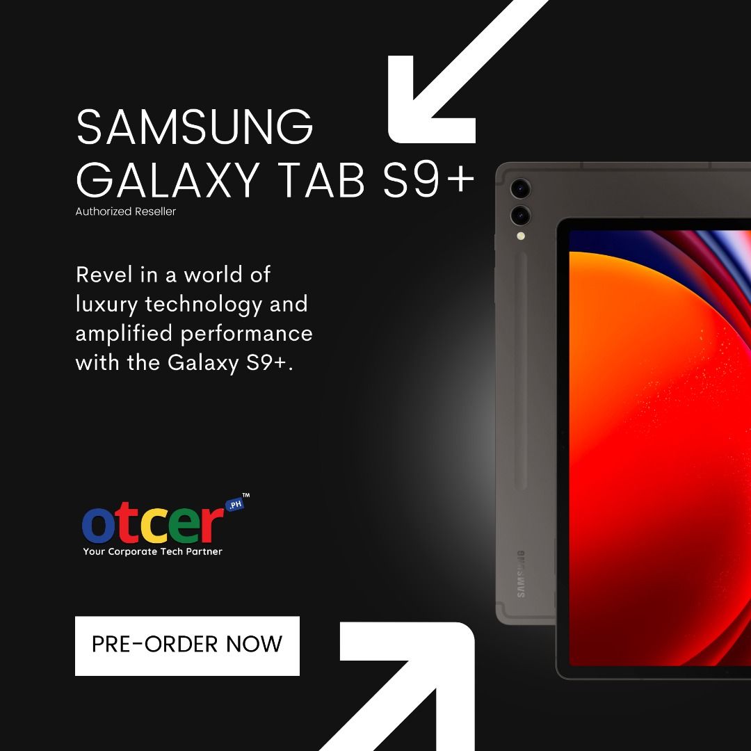 Samsung Galaxy Tab S9 Plus (Category: Android) located in Pasig City. Submitted by otcer.philippines (Listing ID 1246898318, Image 1). Description: Galaxy Tab S9 Plus offers unrivaled performance with its Snapdragon 8 Gen 2 chipset. Discover from Php 61,990.00 at www.otcer.ph or dial +63 919 839 9123. #PeakPerformance #OtcerPH.