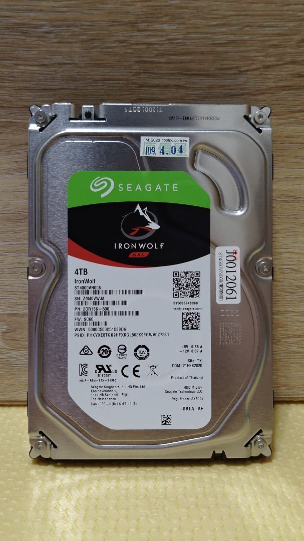硬碟HDD Seagate 希捷IronWolf 那嘶狼ST4000VN008／4TB／64M／5900 rpm