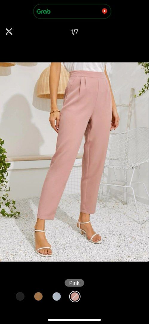Shein Essnce Zip Side Solid Tailored Pants, Women's Fashion