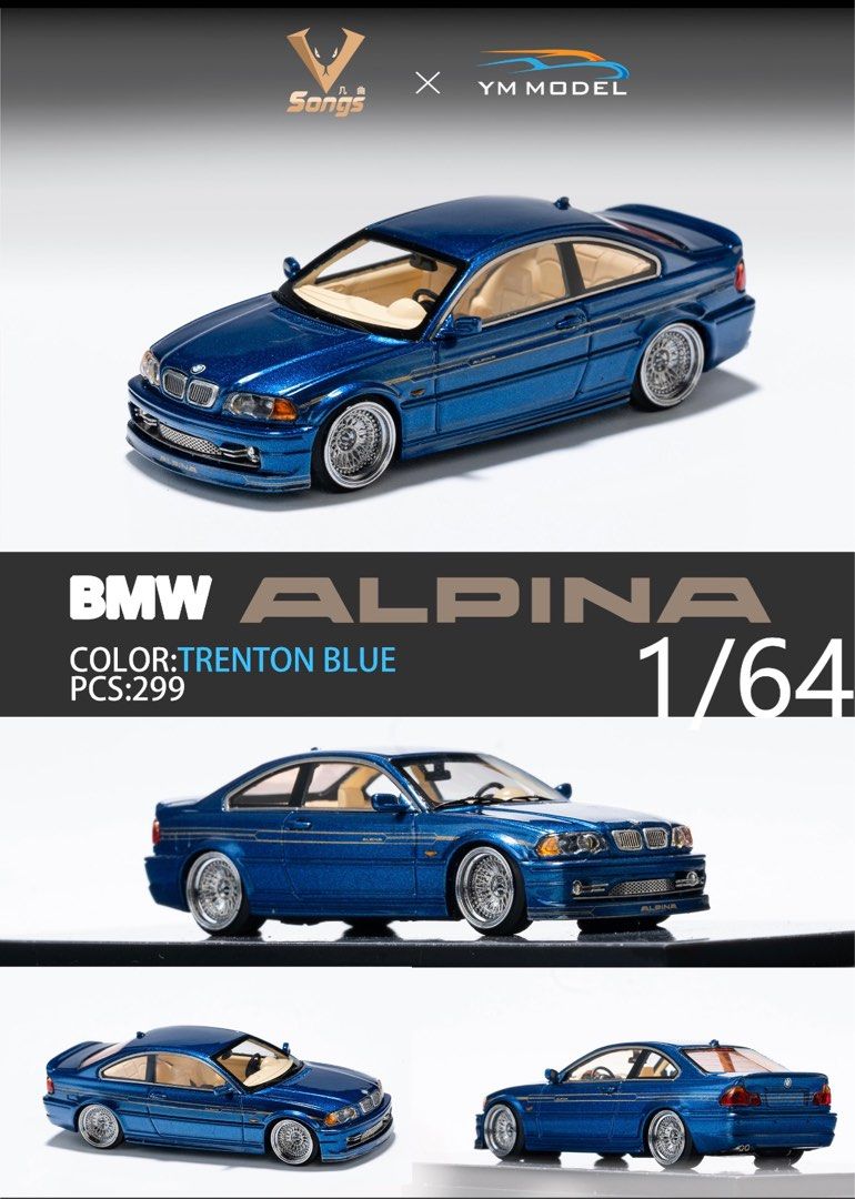 Songs x YM Model 1/64 BMW E46 Alpina B3 Blue, Hobbies & Toys, Toys 