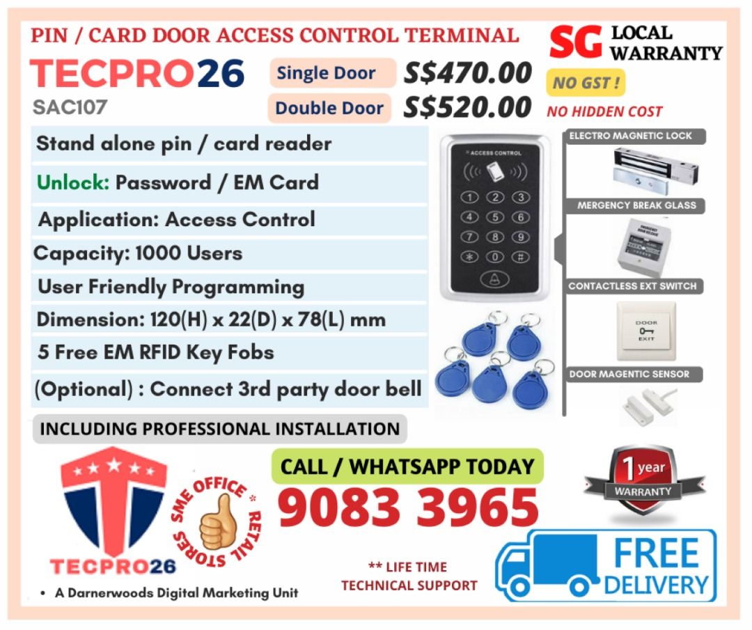 STANDALONE PIN OR CARD DOOR ACCESS CONTROL SYSTEM INSTALLATION PACKAGE ...