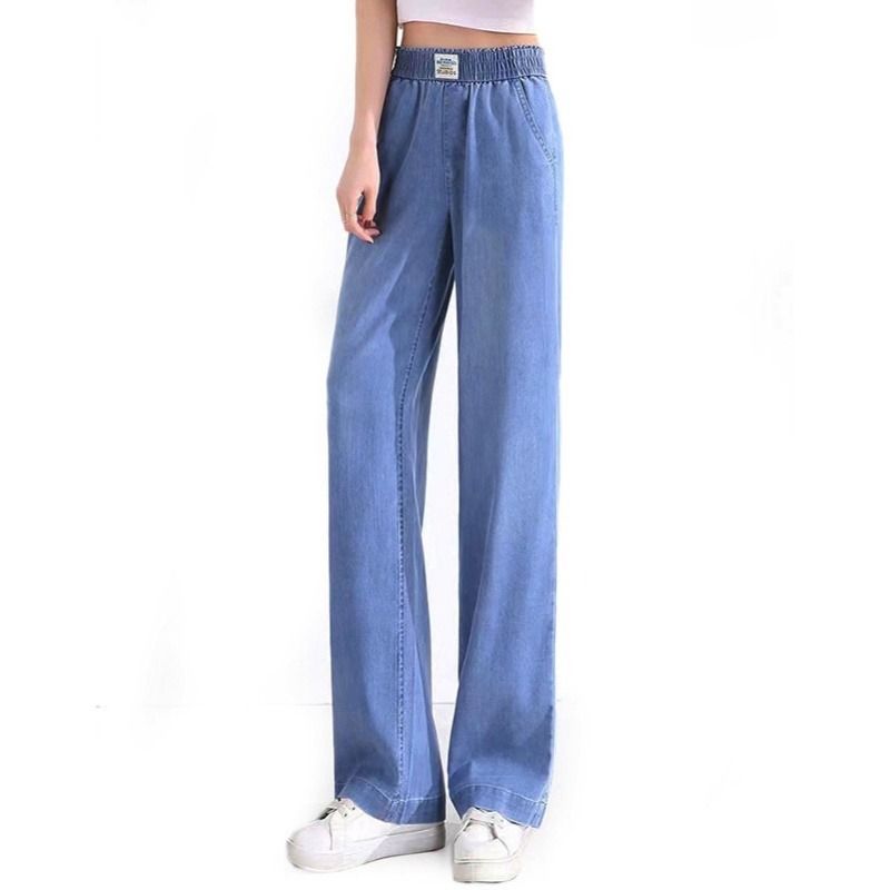 Plus size casual pants women's new elastic straight casual trousers high  waist all-match loose women's pants AFBG
