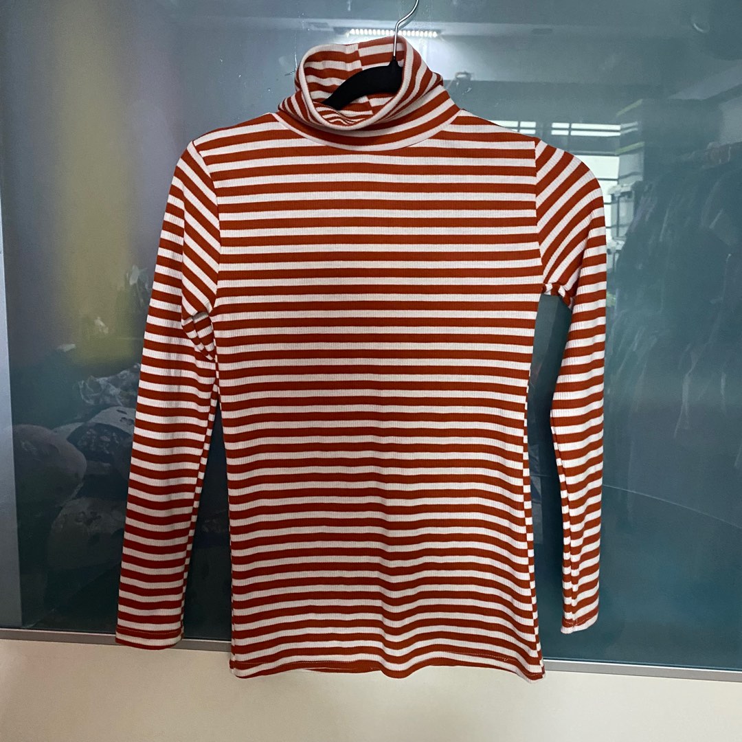 Striped Long Sleeve turtleneck Top Women s Fashion Tops