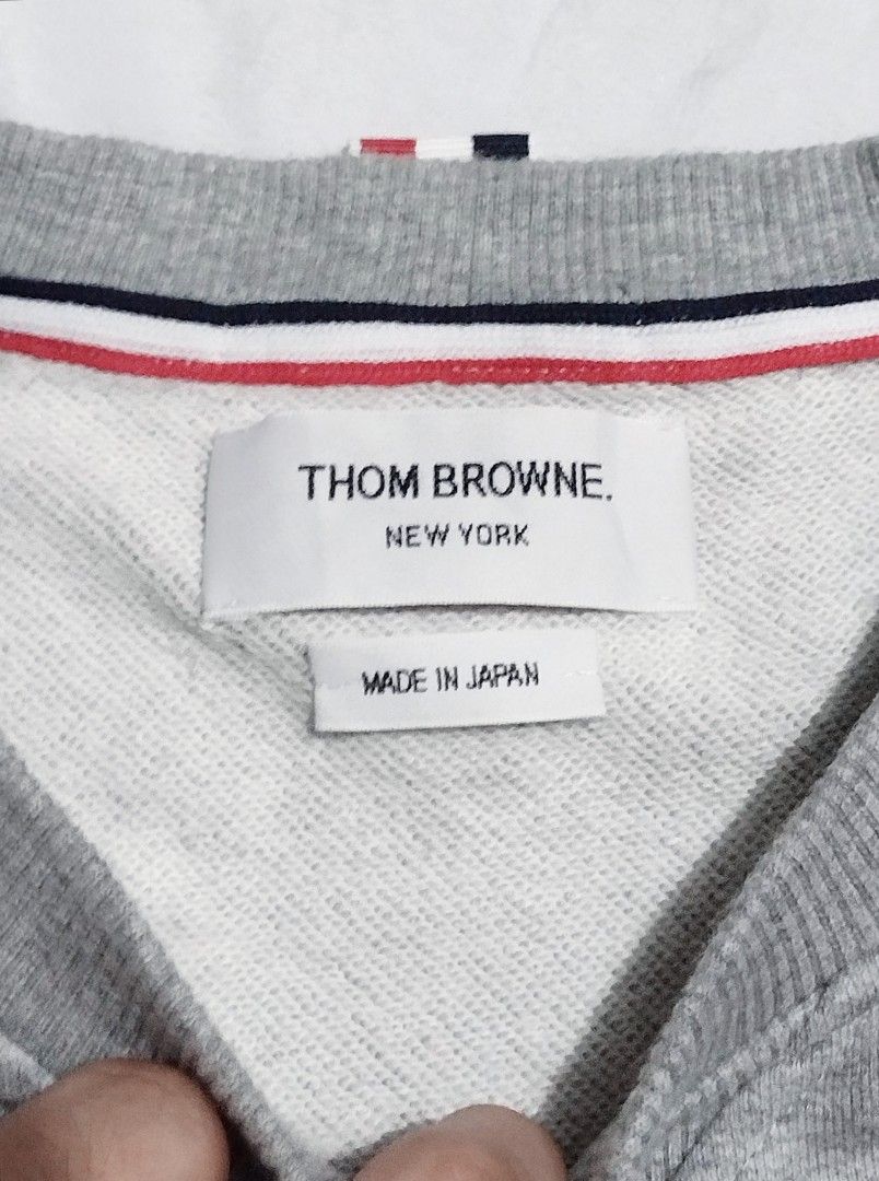 Thom Browne Gray Jersey Knit Bar Loop Sweatshirt (Authentic/Legit) (Category: Coats, Jackets and Outerwear) located in Pasig City. Submitted by crazyrich.mnl (Listing ID 1246930760, Image 2). Description: Width-22 Length-26.5 Guaranteed Authentic. Retail Price still up for $744 (P40,920) Pm for more info ;).