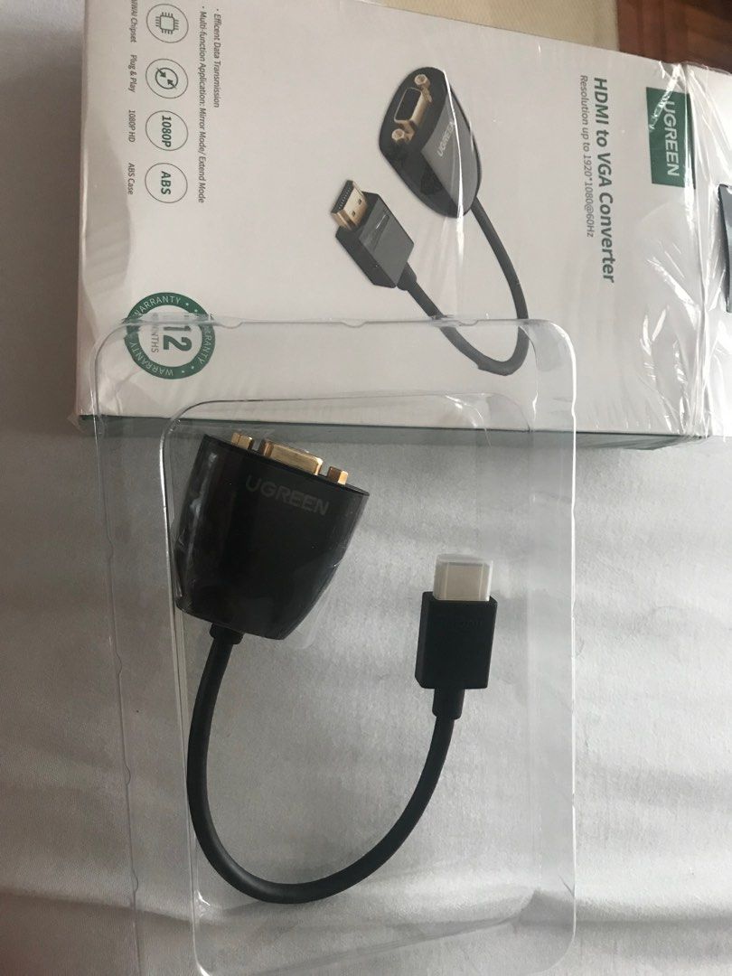 Ugreen hdmi to vga converter (Category: Chargers & Cables) located in Quezon City. Submitted by travellighter (Listing ID 1246790180, Image 3). Description: Unused , just opened Rfs : wrong cable bought Check details in shopee link before buying this to ensure this fits your need 50% off sale compared to price in shopee.