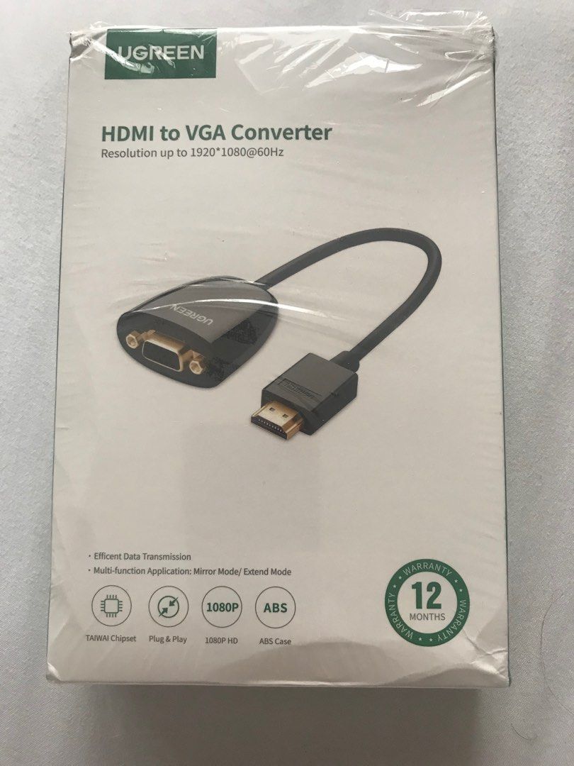 Ugreen hdmi to vga converter (Category: Chargers & Cables) located in Quezon City. Submitted by travellighter (Listing ID 1246790180, Image 1). Description: Unused , just opened Rfs : wrong cable bought Check details in shopee link before buying this to ensure this fits your need 50% off sale compared to price in shopee.