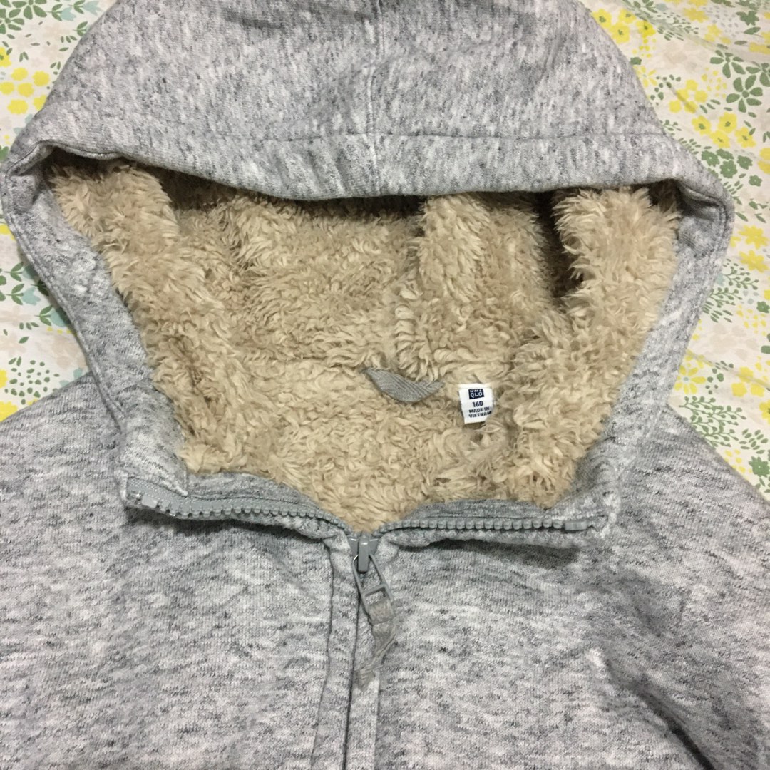 Uniqlo Fur Jacket with Hood for Kids on Carousell