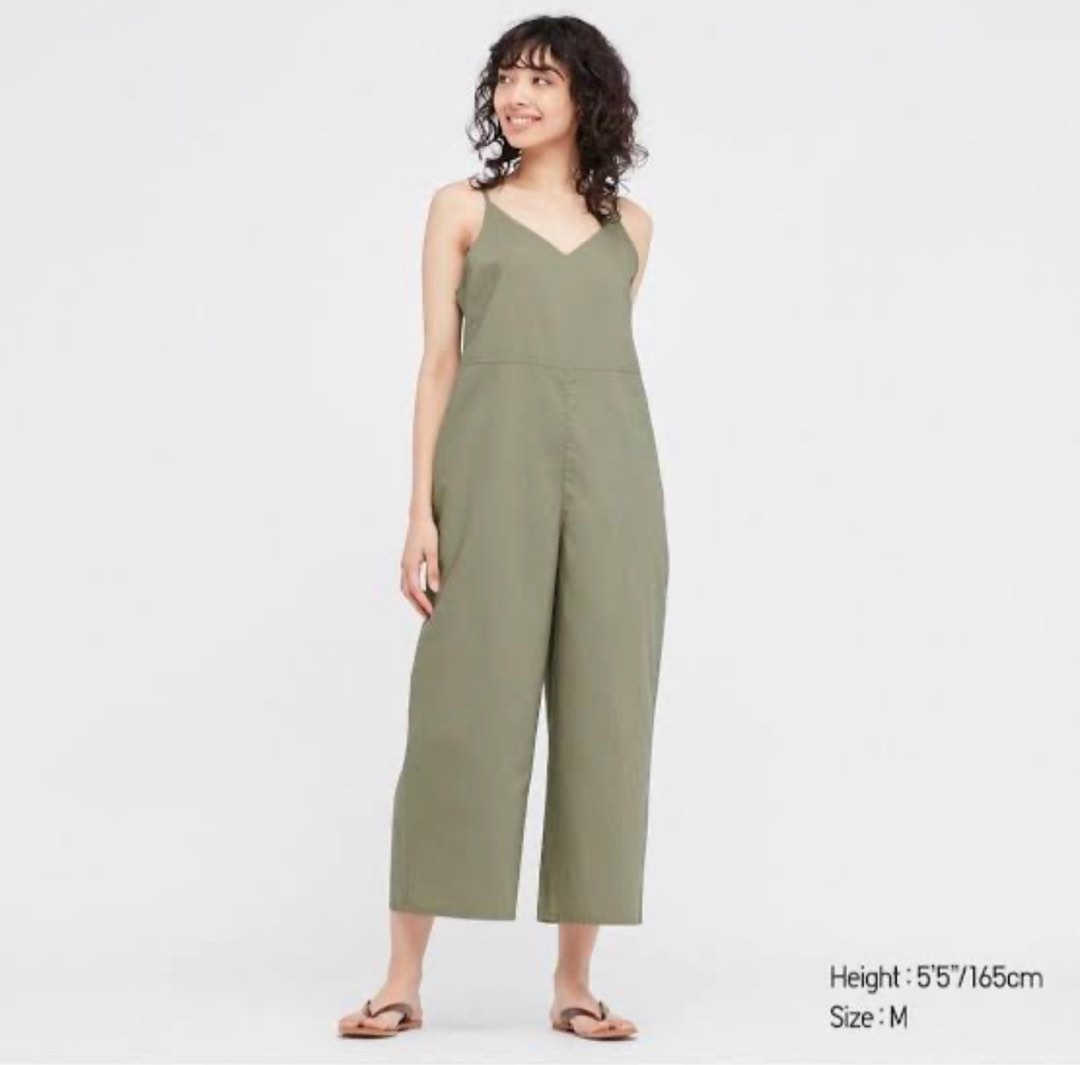 UNIQLO LINEN BLEND JUMPSUIT (GREEN), Women's Fashion, Dresses & Sets