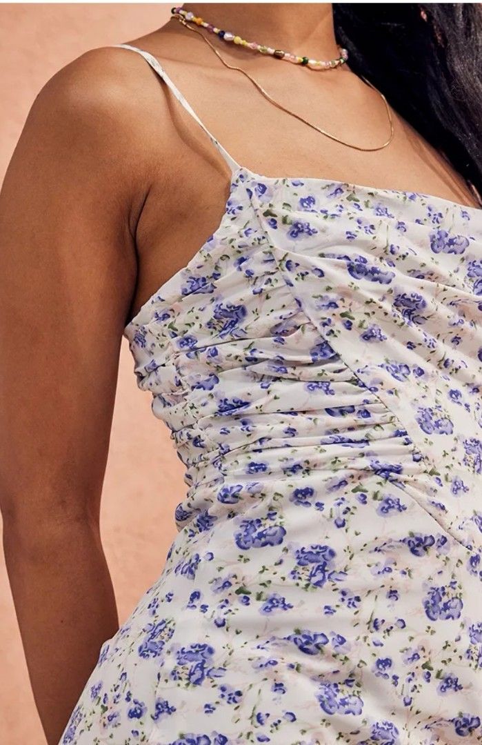 urban outfitters blue floral maxi dress Elegant Spaghetti Strap Mermaid Prom Dress in Dark Blue Color Option main image 0