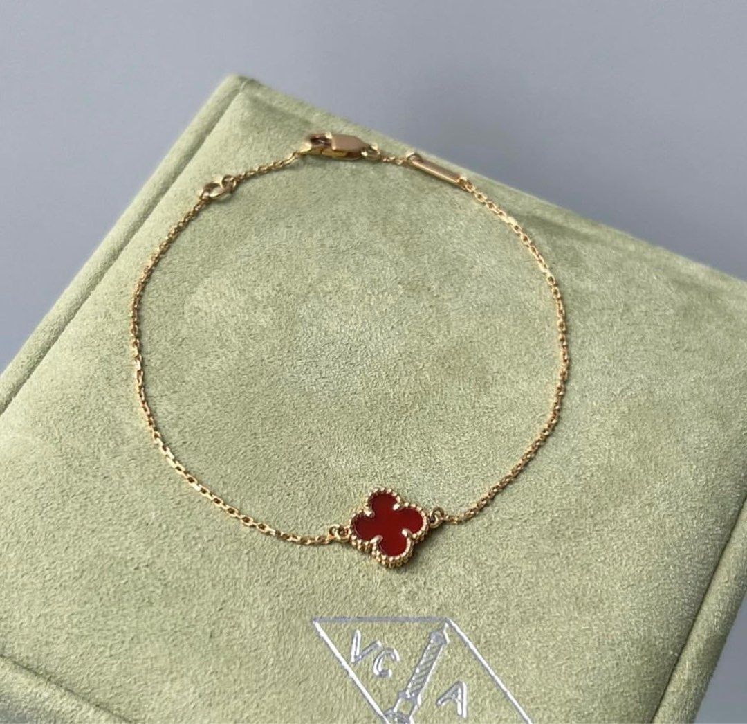 VCA Sweet Alhambra Bracelet Yellow Gold Carnelian Women s Fashion