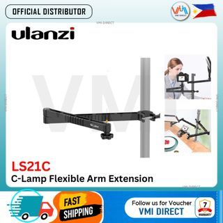 Vijim by Ulanzi LS21C Flexible Boom Arm Extension with C-Lamp Tube Mount Clamp, Panoramic Ball Head for Smartphones, DSLR Cameras, Lights, Microphone VMI Direct