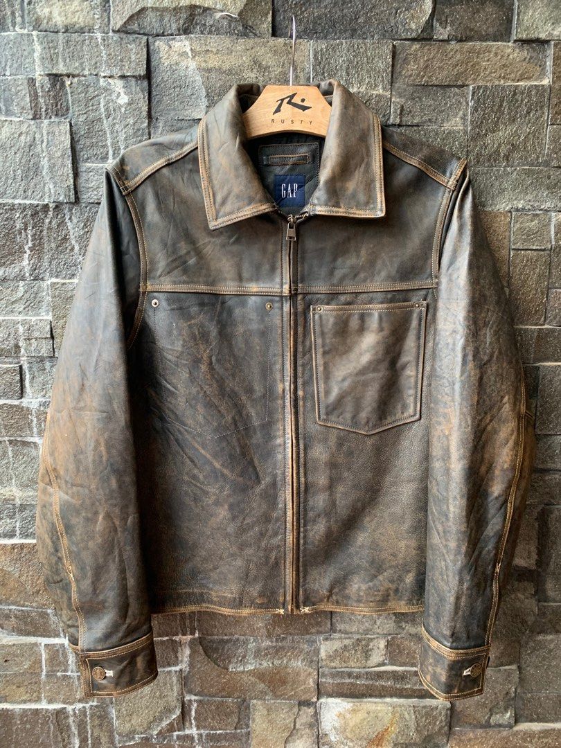 Gap leather biker jacket store