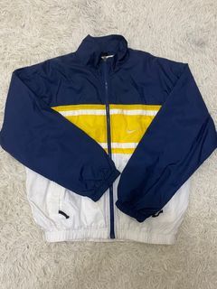 Nike 70s 80s OG Men's Vintage 'Orange Tag' Zip Windbreaker Yellow Blue White Track Jacket Large