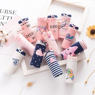 3 pieces Women and Girls' cotton cartoon panties underwear medium waist underwear 3 pieces