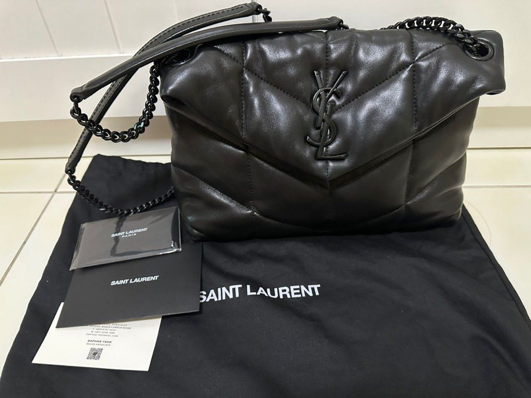 YSL Medium Puffer Chain Bag All Black