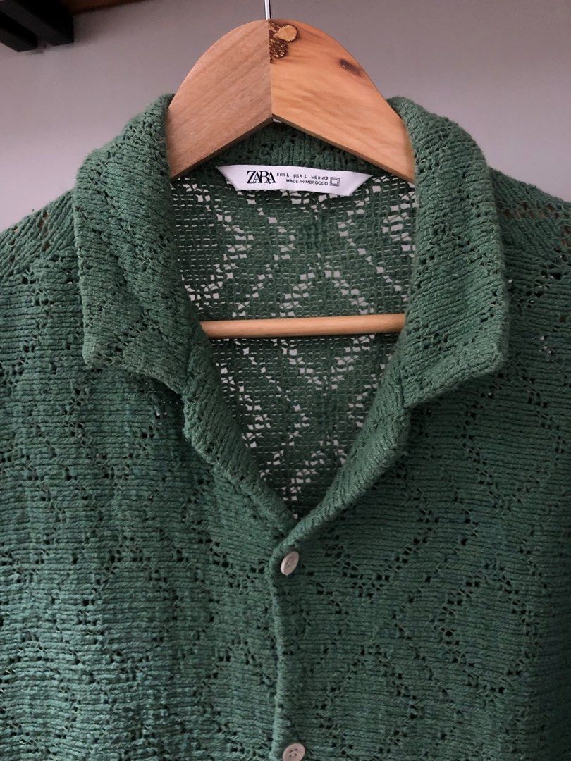 Zara crochet knit polo on Carousell