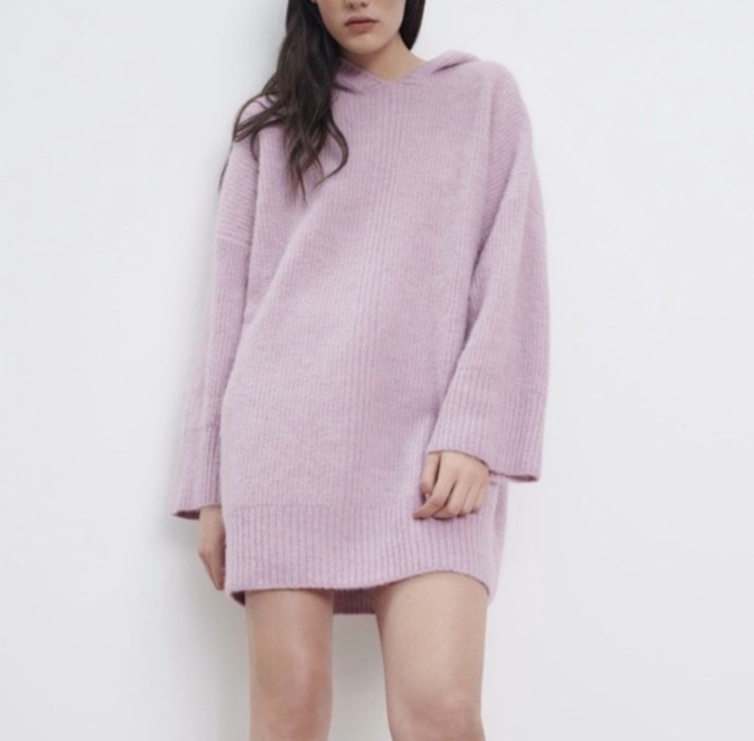 ZARA Oversized Hooded Sweater Dress Limited Edition Alpaca Wool