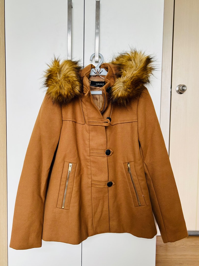 Zara Tan Brown Jacket With Fur Winter Autumn Coat, Women'S Fashion, Coats,  Jackets And Outerwear On Carousell