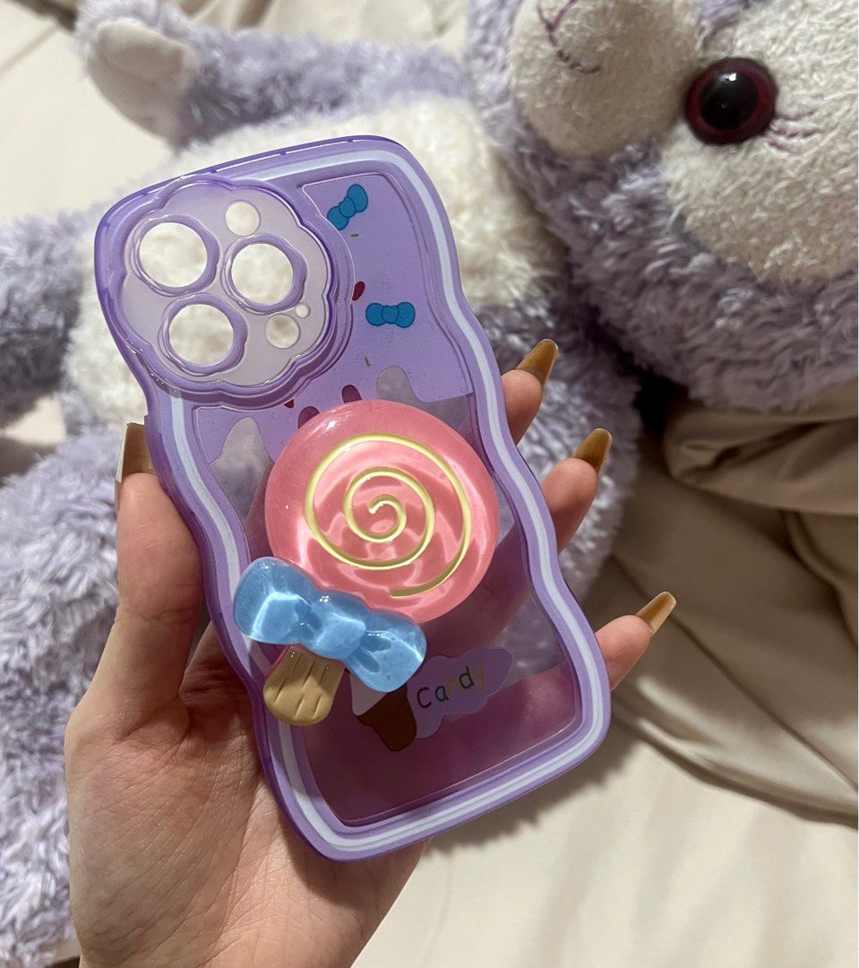 13pro Cute Lollipop Holder with Purple Case, Mobile Phones & Gadgets,  Mobile & Gadget Accessories, Cases & Covers on Carousell