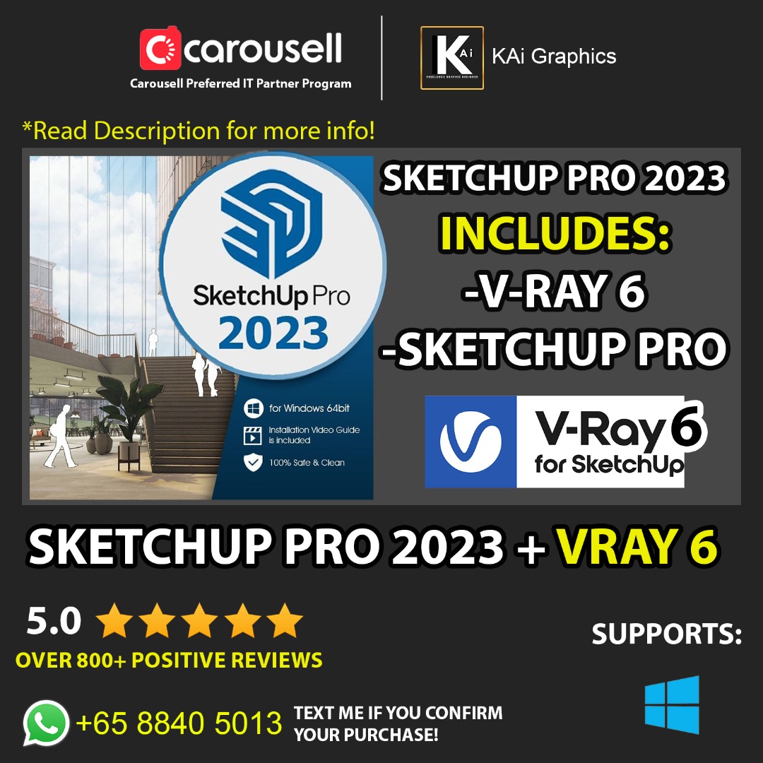 2023 SketchUp Pro + VRay6 Lifetime- 3D Modelling (For Windows ...