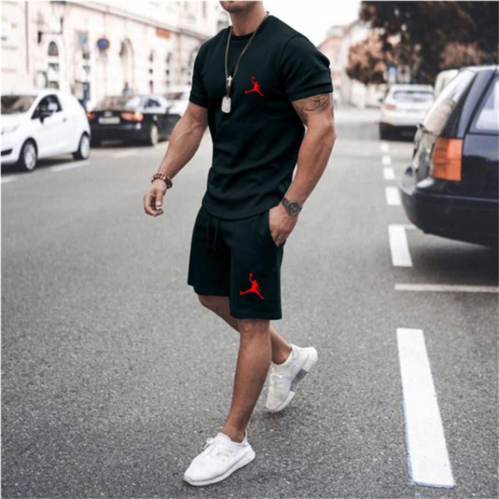 2023 Summer Fashion Luxury Brand Men s Sportswear Cotton T shirt Shorts Two Piece Jogging Fitness Sports Casual Set Carousell