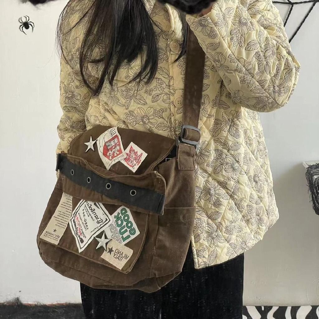 OOTD Korean Style Academia Brown and Black Messenger Bag