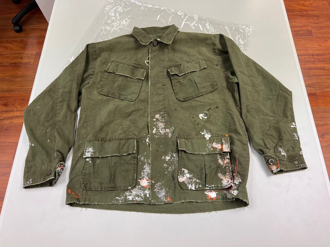 全新Anachronorm DIRT PAINT FATIGUE JACKET OLIVE，size L, 男裝