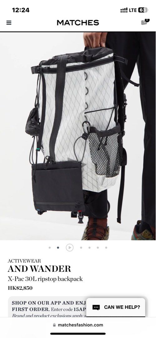 AND WANDER X-Pac 30L ripstop backpack 日本/露營/行山/防水背囊, 男