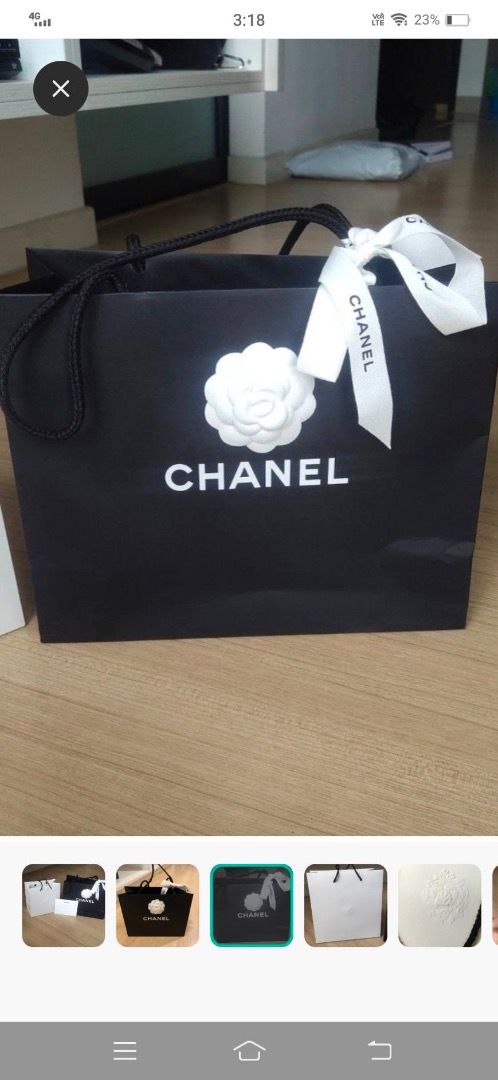 💯AUTHENTIC CHANEL medium small brand new jewelry lion white collection  paper bag small black camelia Camellia flower ribbon small leather goods  black set greeting message write birthday card wish blessing, Luxury,  Accessories