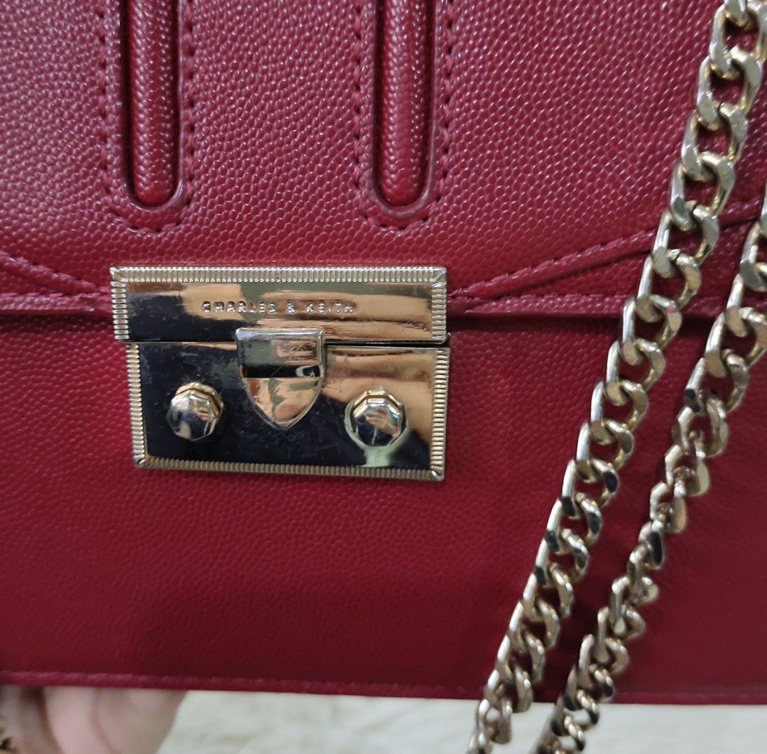 Charles and keith maroon sling bag outlet