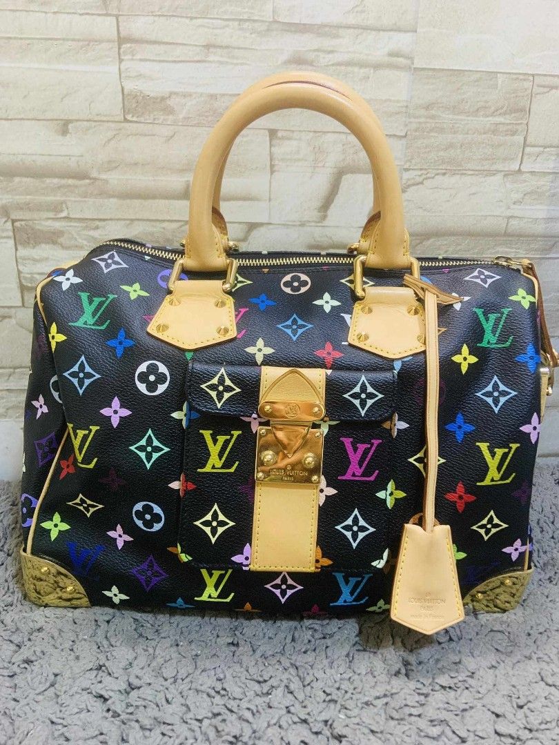 Louis Vuitton Black Multicolor Speedy 30, Luxury, Bags & Wallets on  Carousell