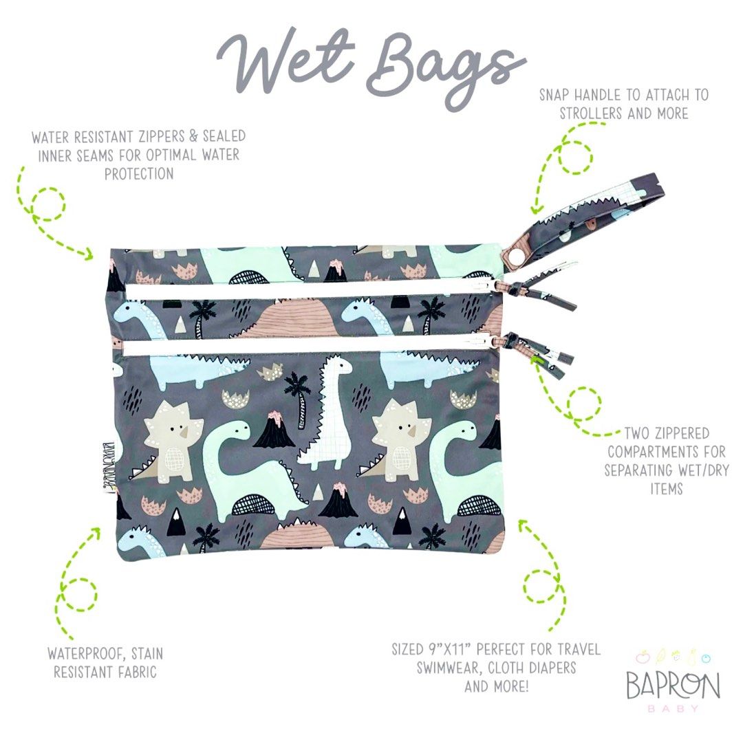 BAPRON Dinosaur Drawing - Waterproof Wet Bag (Category: Weaning & Toddler Feeding) located in Paranaque City. Submitted by ecarhg29 (Listing ID 1251901841, Image 2). Description: BAPRON Dinosaur Drawing - Waterproof Wet Bag Brand new | Php1000 RFS: Extra SRP: ₱1,300 / $22.99 Newest addition to the BapronBaby product line is a super soft zippered pouch with two compartments for separated wet/dry storage. The Waterproof Wet Bag is made with love to
