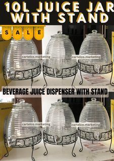 Beverage Dispenser 10L with stand, Juice Dispenser Glass 10L with stand